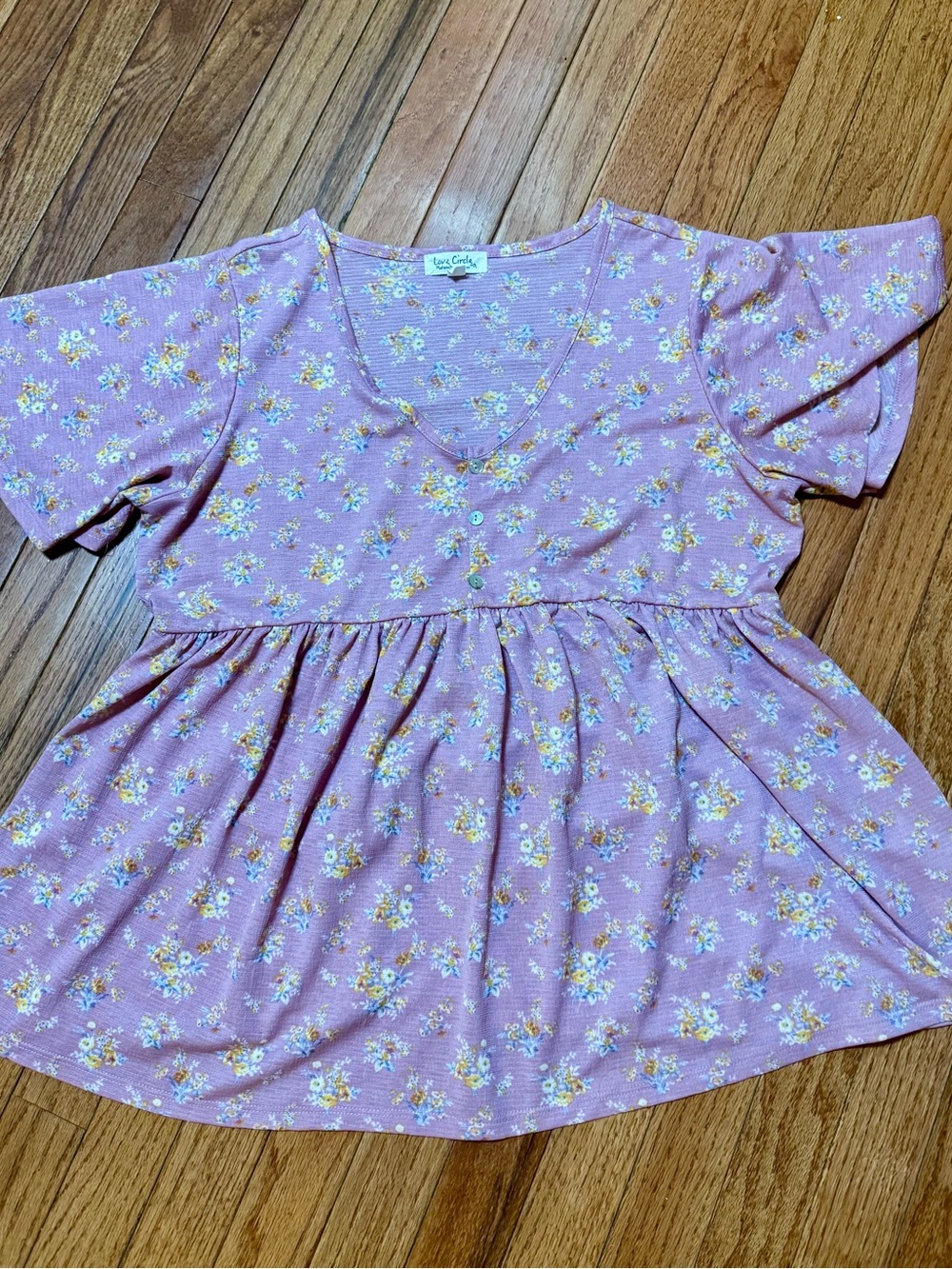 Pink Floral V-Neck Babydoll Maternity Top